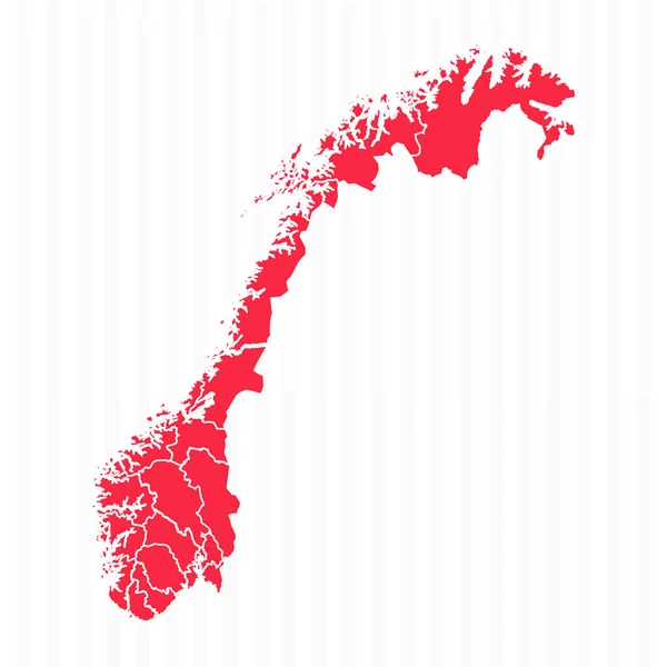 詳細な国境を持つノルウェーの州マップ — ストックベクタ