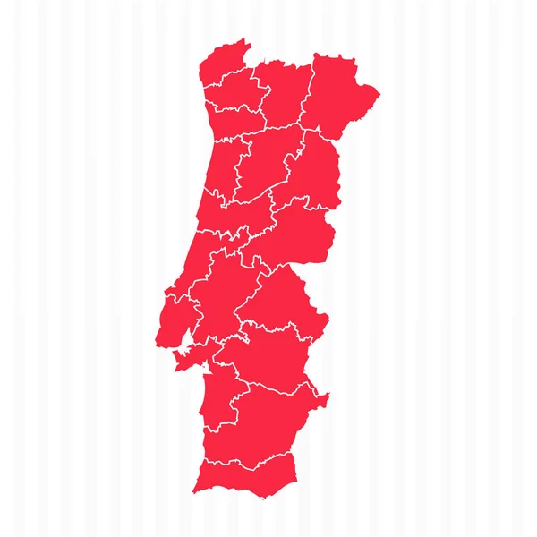 Карта Государств Португалии Подробными Границами — стоковый вектор