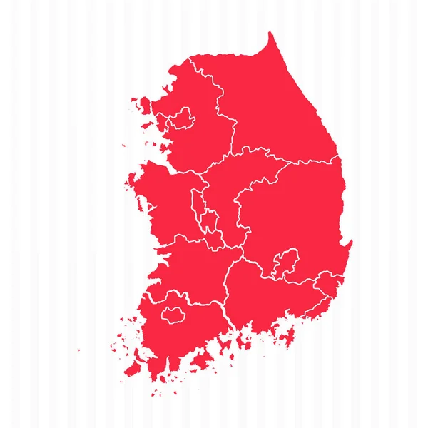 Mappa Degli Stati Della Corea Del Sud Con Frontiere Dettagliate — Vettoriale Stock