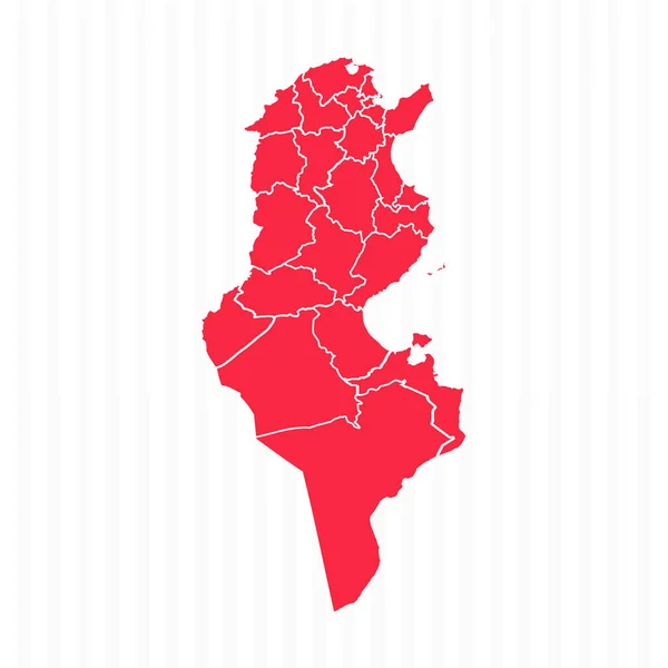Χάρτης Των Κρατών Της Τυνησίας Λεπτομερή Σύνορα — Διανυσματικό Αρχείο