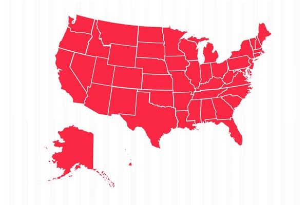 具有详细边界的美国各州地图 — 图库矢量图片