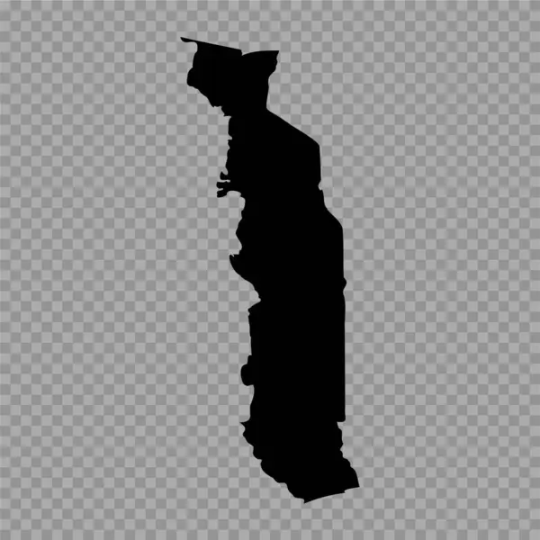 Transparenter Hintergrund Togo Einfache Landkarte — Stockvektor