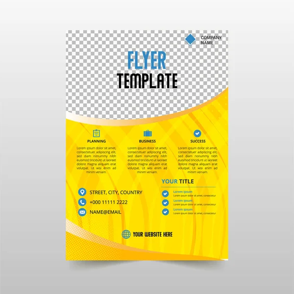 Modern Abstract Striped Yellow Flyer Template — Stock Vector