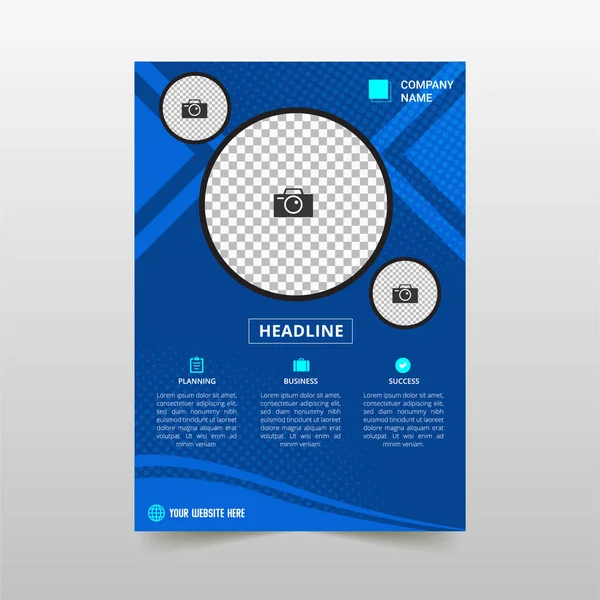 具有抽象形状的时尚蓝色商务传单模板 — 图库矢量图片