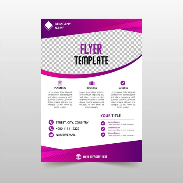 Stylish Purple Pink Curved Business Flyer Template — Stock Vector