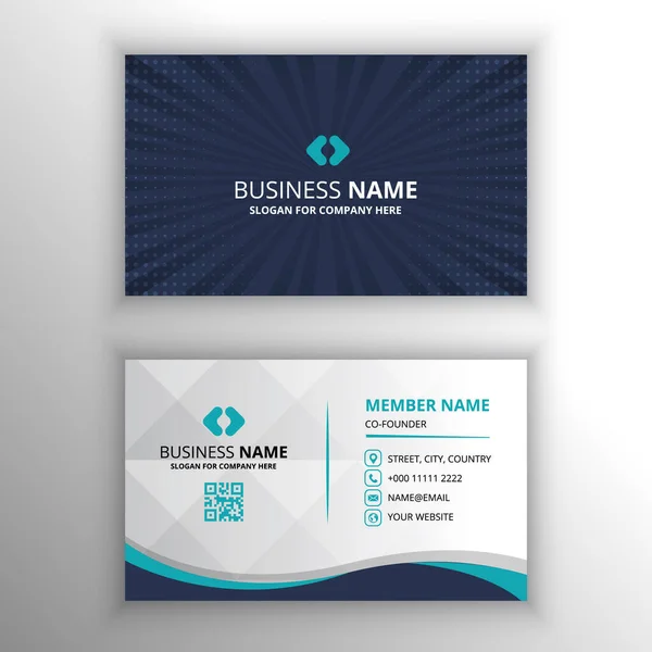 Abstract Beautiful Dark Blue Comic Business Card Template — Stock Vector