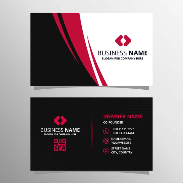 Šablona Abstrakt Black Red Curved Business Card — Stockový vektor