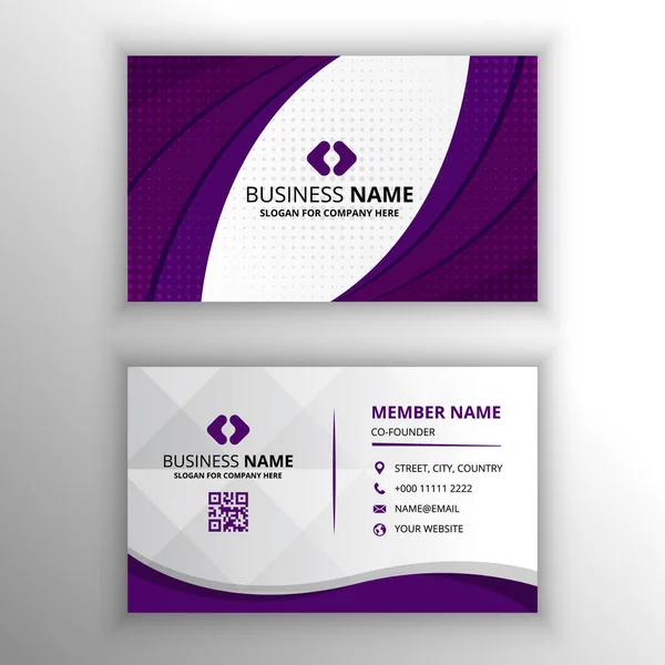 Abstract Elegant Gradient Purple Business Card Curves — Stock Vector