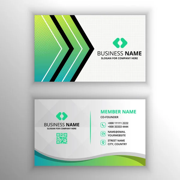 Abstract Elegent Gradient Green Business Card Template Curves — Stock Vector