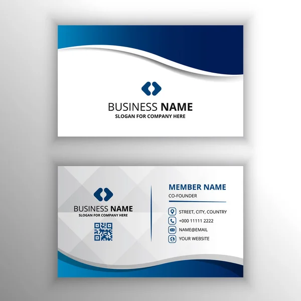Abstract Gradient Blue Curved Business Card Template — Stock Vector