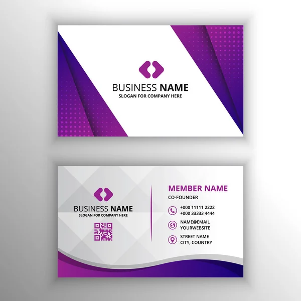 Abstrakt Modern Blue Purple Business Card Template Curved Lines — Stockový vektor