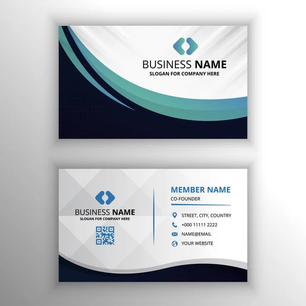 Abstract Modern Blue Curved Business Card Template — Stock Vector