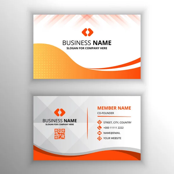 Abstract Modern Curve Wavy Orange Business Card Template — Stock Vector