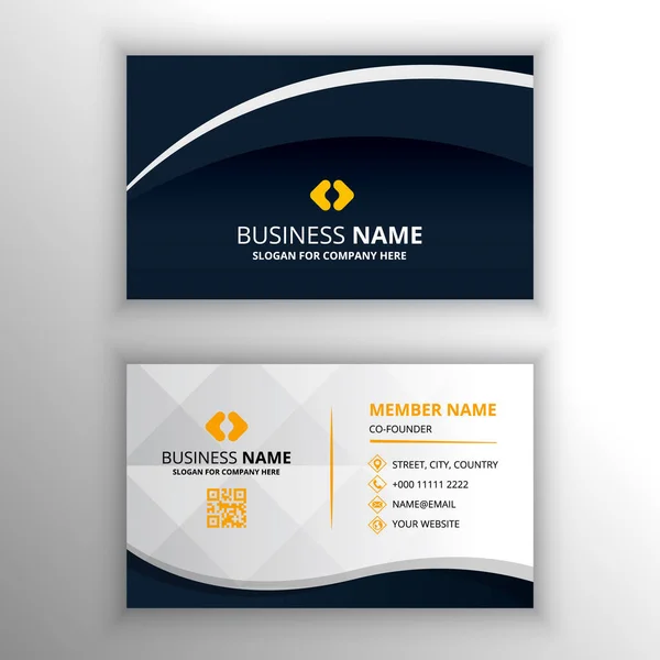 Abstract Modern Dark Gradient Curved Business Card Template — Stock Vector
