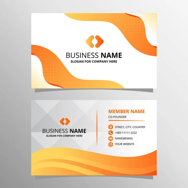 Abstract Modern White Orange Curved Business Card Template — Stock Vector