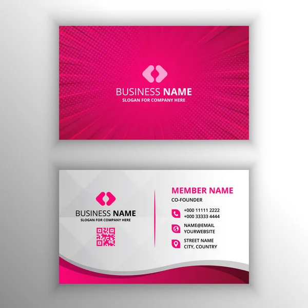Abstract Pink Dotted Business Card Template — Stock Vector