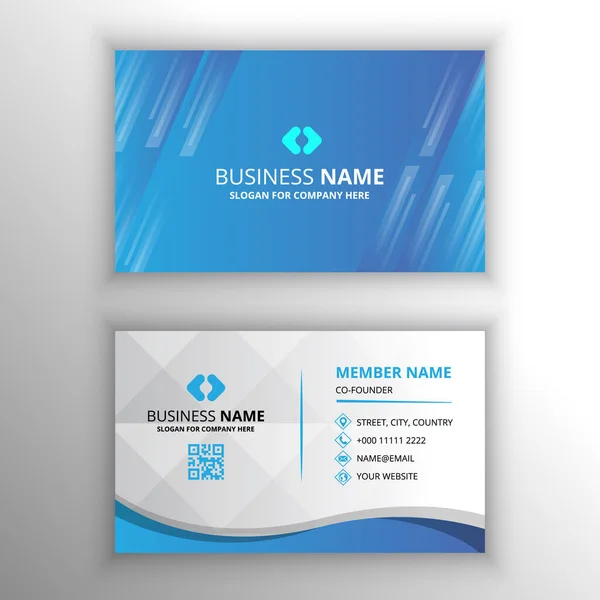 Abstract Shiny Gradient Blue Business Card Template — Stock Vector