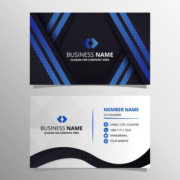 Abstract Stylish Diagonal Business Card Template Blue Lines — Stock Vector