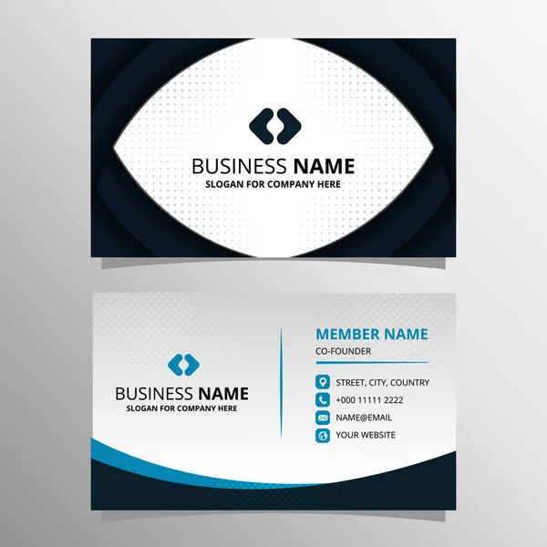 Abstract Stylish Navy Blue Business Card Template Curves — Stock Vector