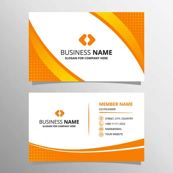 Abstract Stylish Orange Curved Business Card Template Dots — Stock Vector
