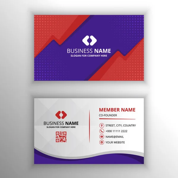 Abstract Vector Comic Purple Business Card Template — Stock Vector