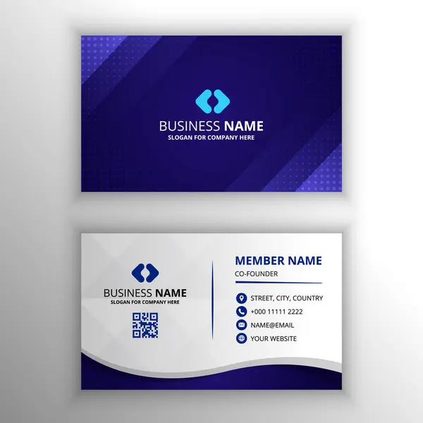 Abstract Vector Gradient Diagonal Blue Business Card Template — Stock Vector