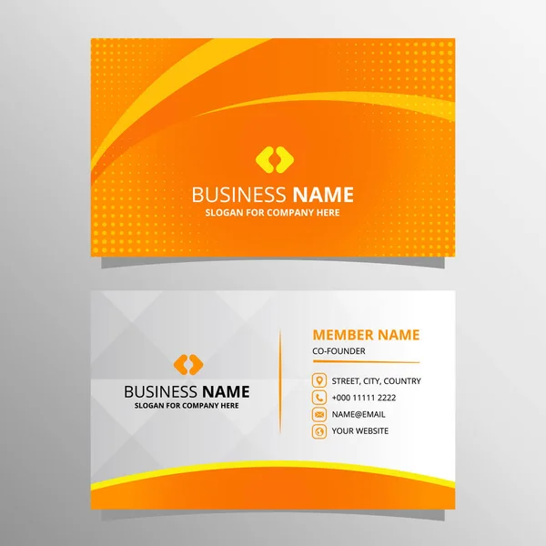 Abstract Vector Orange Yellow Curved Business Card Template — Stock Vector
