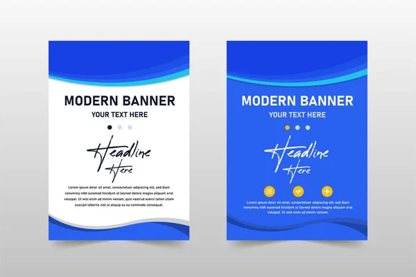 Beau Modèle Bannière Affaires Couverture Bleue Avec Des Formes Courbes — Image vectorielle