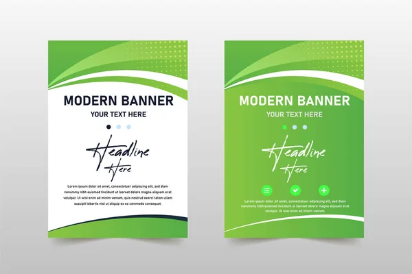 Beautiful Green Curved Business Banner Template — Stock Vector