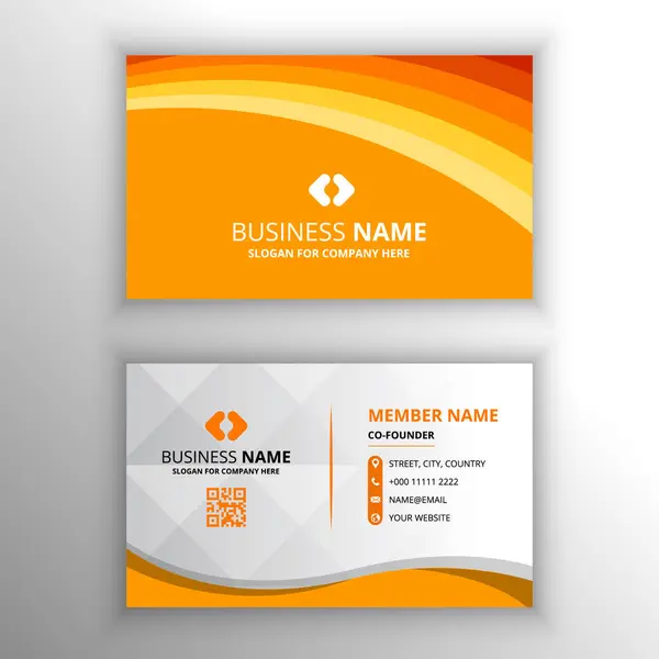 Beautiful Orange Business Card Curved Lines — Stock Vector
