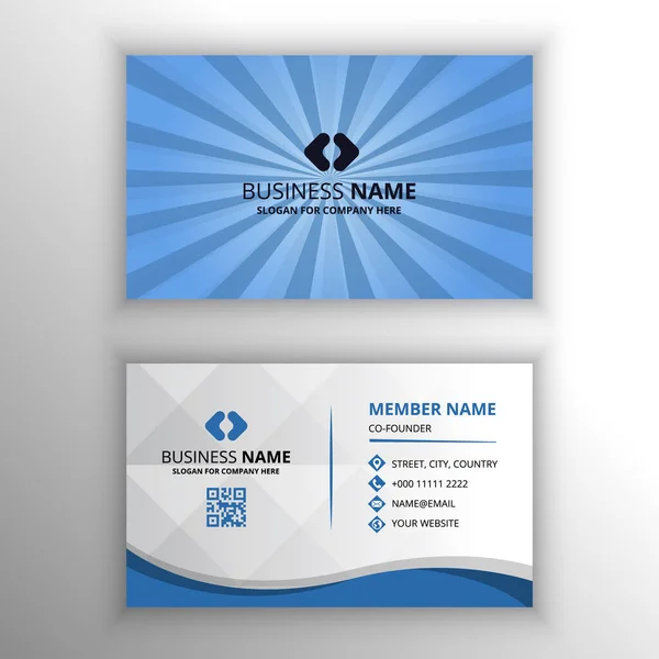 Blue Sunburst Pattern Business Card Template — Stock Vector