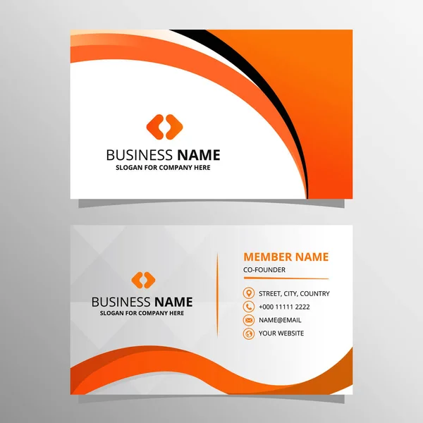Creative Curved Orange Business Card Template — Stock Vector