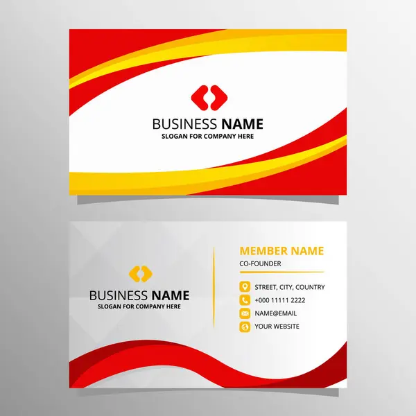 Elegance Red Yellow Curved Business Card Template — Stock Vector