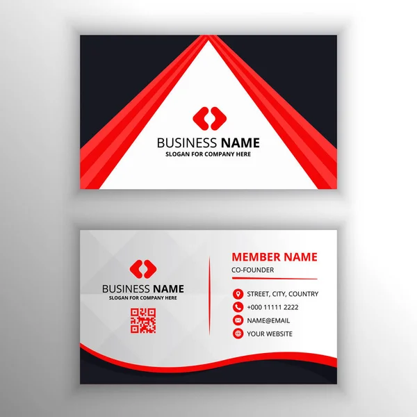 Elegance Red Black Curved Abstract Business Card Template — Stock Vector