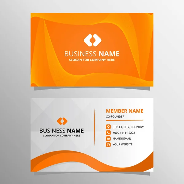 Elegant Orange Wavy Business Card Template — Stock Vector