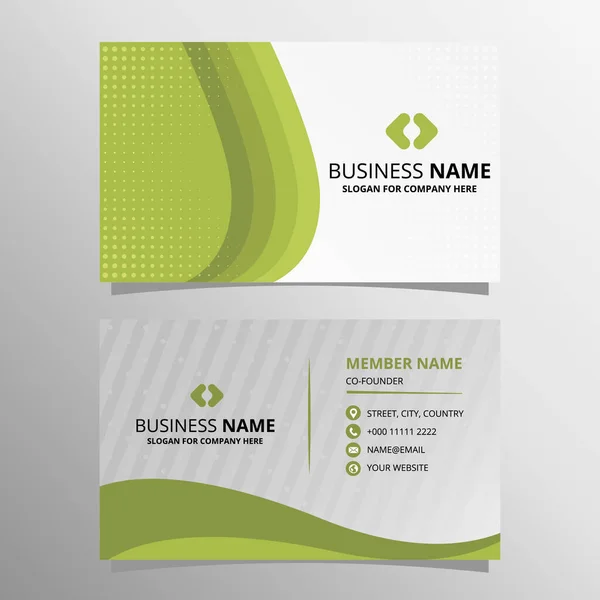 Elegant Vector Green Curved Business Card Template — Stock Vector