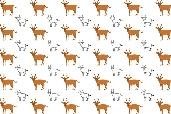Flat Gazelle Animal Pattern Background — Stock Vector