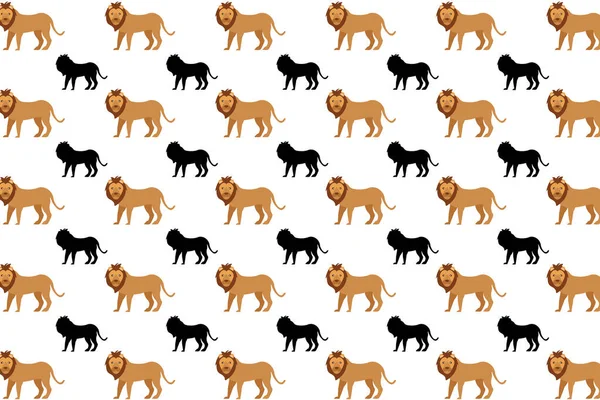 Flat Lion Animal Pattern Background — Stock Vector