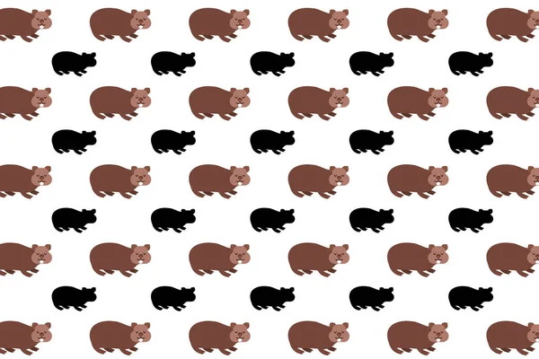 Fondo Plano Wombat Animal Pattern — Vector de stock
