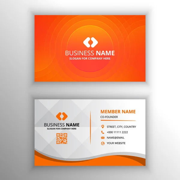 Gradient Abstract Orange Business Card Circles — Stock Vector