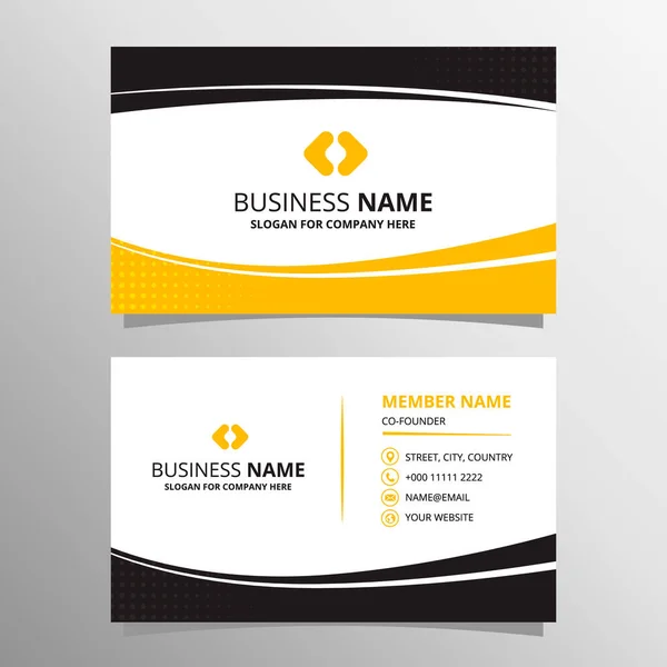 Modern Abstract Black Yellow Curved Business Card Template — Stock Vector
