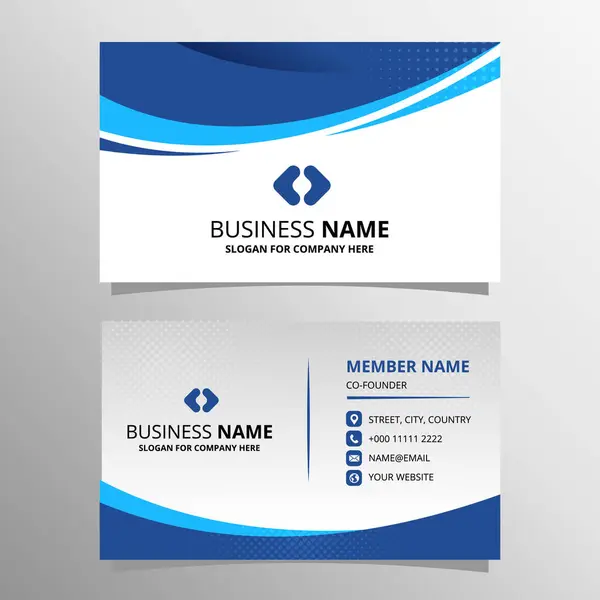 Modern Abstract Blue Business Card Template Curved Shapes — Stock Vector