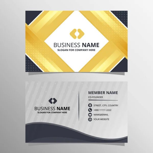 Modern Abstract Black Gold Business Card Template Diagonal Lines — Stock Vector