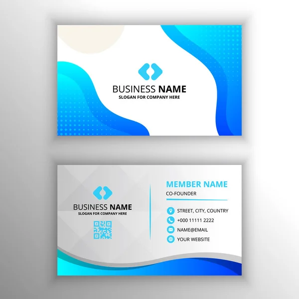 Modern Abstract Gradient Blue Business Card Template Fluid Shapes — Stock Vector