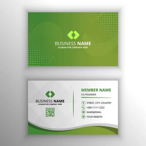 Modern Abstract Gradient Green Business Card Template Abstract Shapes — Stock Vector