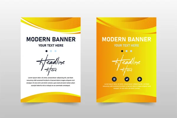 Moderne Abstrakte Gelbe Banner Vorlage Mit Geschwungenen Formen — Stockvektor
