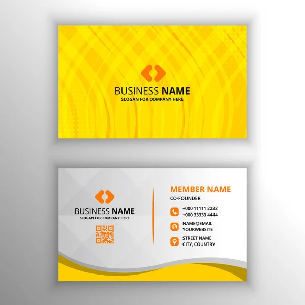 Modern Abstract Striped Yellow Business Card Template — Stock Vector