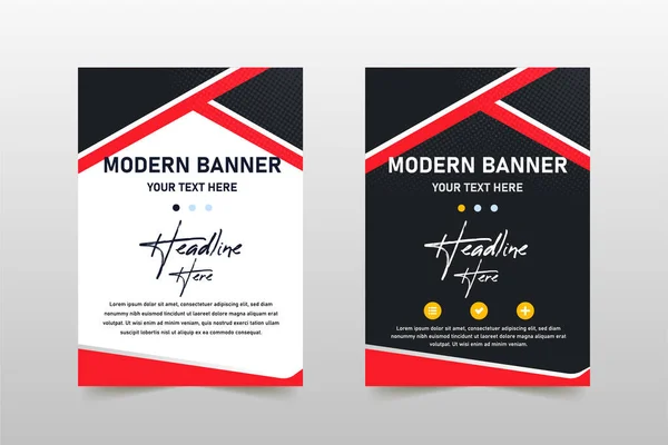 Modèle Moderne Bannière Affaires Noire Rouge Avec Des Formes Courbes — Image vectorielle