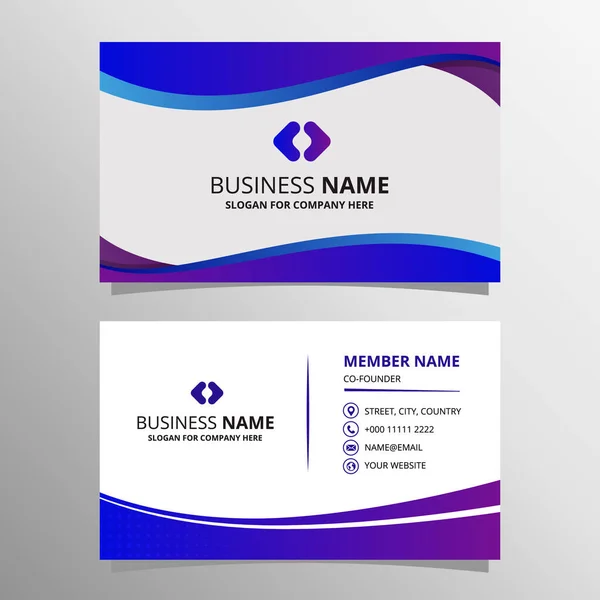 Modern Blue Purple Business Card Curves — Stock Vector