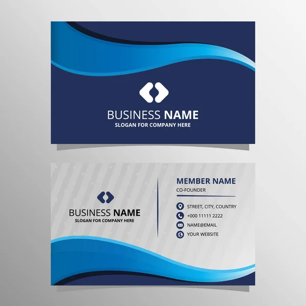 Modern Blue White Curved Business Card Template — Stock Vector